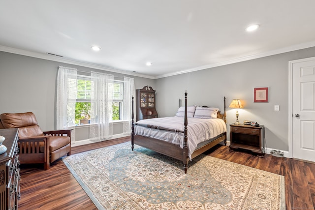 306 Hadley Dr Unit 306, Trumbull, CT 06611 - bedroom with ornamental molding, dark wood-style flooring, and recessed lighting