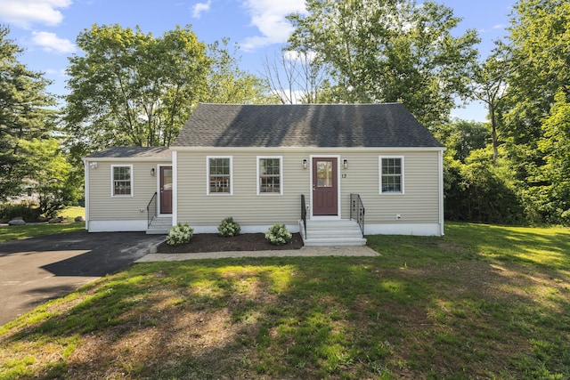 13 Brushy Plain Rd, Branford, CT 06405 - cape cod home featuring entry steps, a front lawn, and a shingled roof