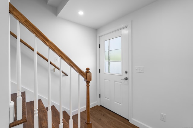 13 Brushy Plain Rd, Branford, CT 06405 - entrance foyer featuring wood finished floors, stairs, and recessed lighting