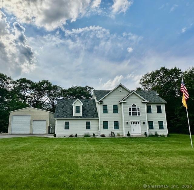7 Pimlico Rd, Wolcott, CT 06716 - colonial inspired home with a detached garage, an outdoor structure, and a front yard