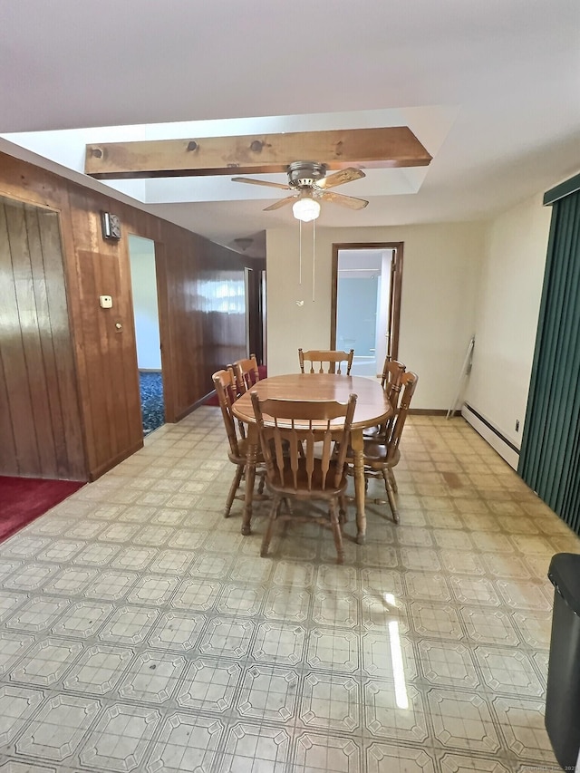 23 Westerly Dr, Enfield, CT 06082 - dining area featuring a baseboard radiator, ceiling fan, and light flooring