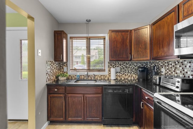 827 Oronoke Rd Apt 5-6, Waterbury, CT 06708 - kitchen featuring dishwasher, stainless steel microwave, dark countertops, and backsplash