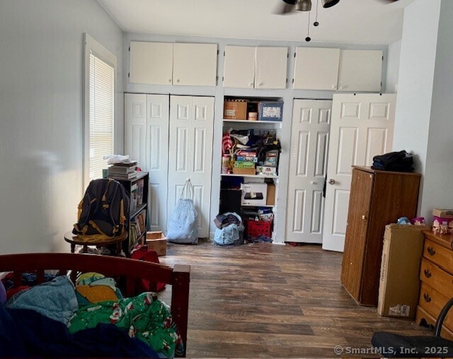 72 Stewart St, Bristol, CT 06010 - bedroom with two closets and dark wood-style flooring