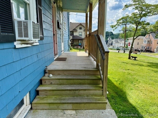 72 Stewart St, Bristol, CT 06010 - doorway to property with a lawn, a residential view, and a porch