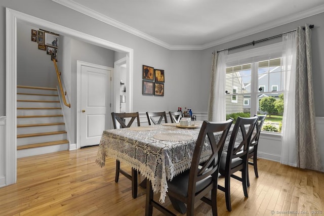 47 Bradford Walk Unit 47, Farmington, CT 06032 - dining space with light wood finished floors, crown molding, and stairs