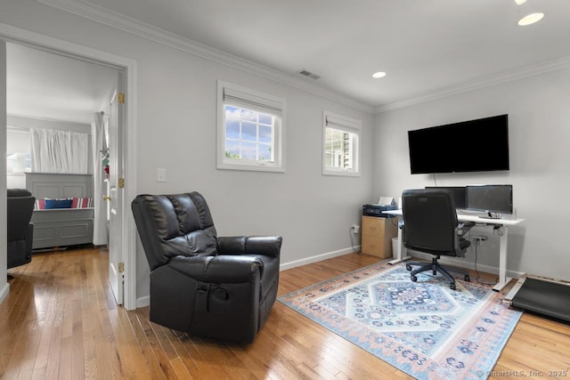 47 Bradford Walk Unit 47, Farmington, CT 06032 - home office with hardwood / wood-style flooring, crown molding, and recessed lighting