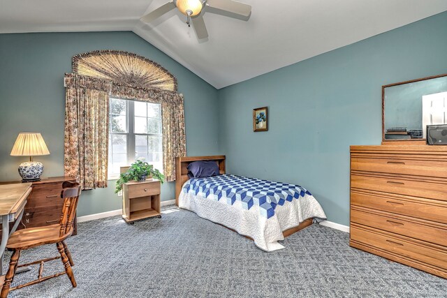 507 Elk Run Unit 507, Shelton, CT 06484 - bedroom featuring carpet flooring, vaulted ceiling, and ceiling fan