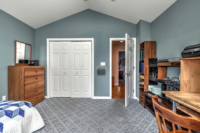 507 Elk Run Unit 507, Shelton, CT 06484 - carpeted bedroom with lofted ceiling and a closet