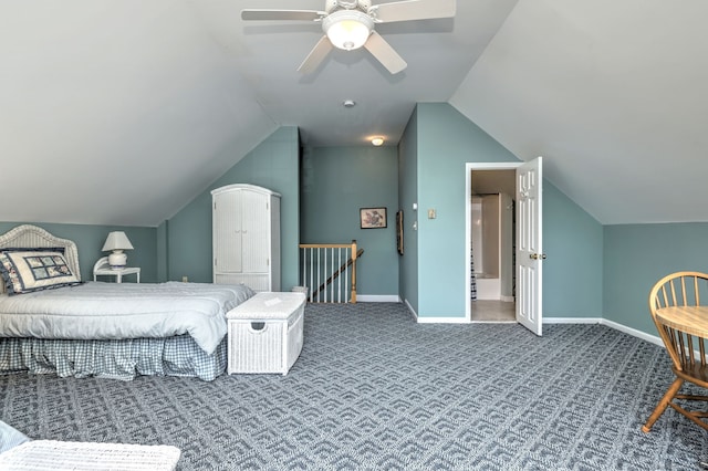507 Elk Run Unit 507, Shelton, CT 06484 - bedroom with lofted ceiling, carpet flooring, and ceiling fan