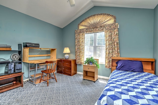 507 Elk Run Unit 507, Shelton, CT 06484 - carpeted bedroom with lofted ceiling, a desk, and a ceiling fan