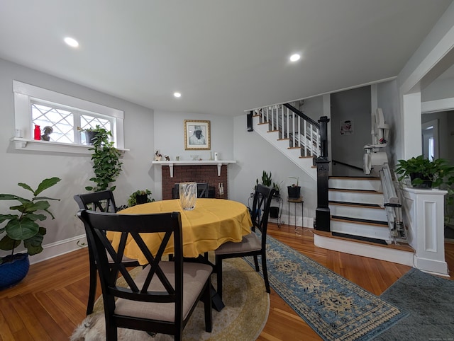 18 Victory St, Bridgeport, CT 06606 - dining space with stairs, recessed lighting, and wood finished floors