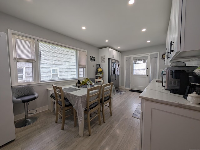 18 Victory St, Bridgeport, CT 06606 - dining area featuring light wood-type flooring and recessed lighting