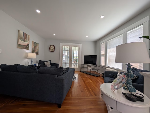 18 Victory St, Bridgeport, CT 06606 - living room featuring recessed lighting, wood finished floors, and french doors