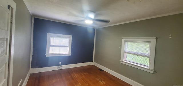 127 S Main St, East Windsor, CT 06088 - spare room featuring plenty of natural light, wood finished floors, ornamental molding, and a ceiling fan