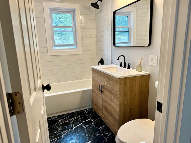 179 Mcgrath Ct, Stratford, CT 06615 - bathroom with marble finish floors, vanity, and tub / shower combination