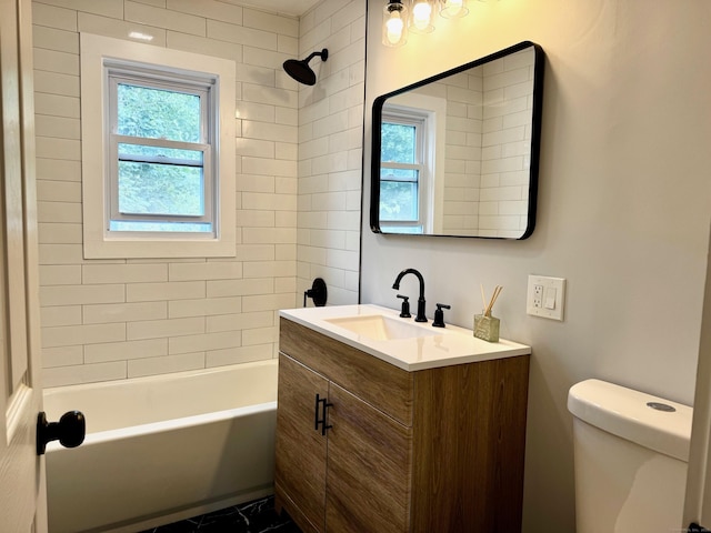 179 Mcgrath Ct, Stratford, CT 06615 - bathroom featuring vanity,  shower combination, and marble look tile flooring