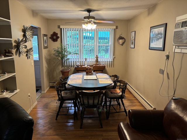97 Flint Ridge Rd, Monroe, CT 06468 - dining space with a baseboard heating unit, wood finished floors, and ceiling fan