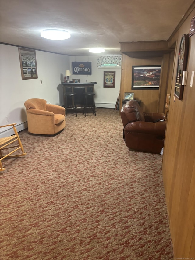 97 Flint Ridge Rd, Monroe, CT 06468 - carpeted living area featuring a baseboard radiator