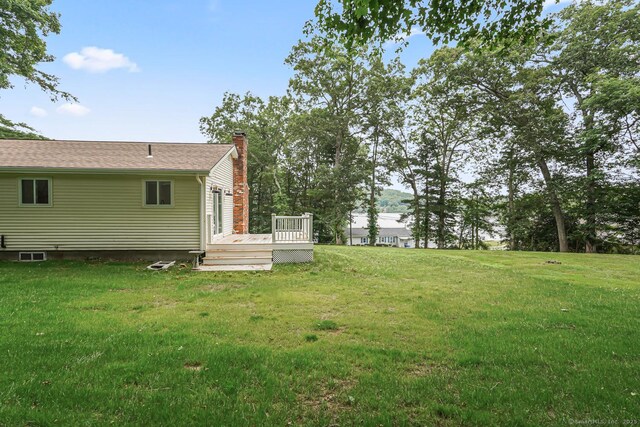 471 Moosup Pond Rd, Plainfield, CT 06354 - view of grassy yard featuring a wooden deck