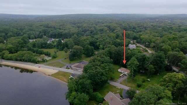 471 Moosup Pond Rd, Plainfield, CT 06354 - aerial overview of property's location featuring a heavily wooded area and a large body of water