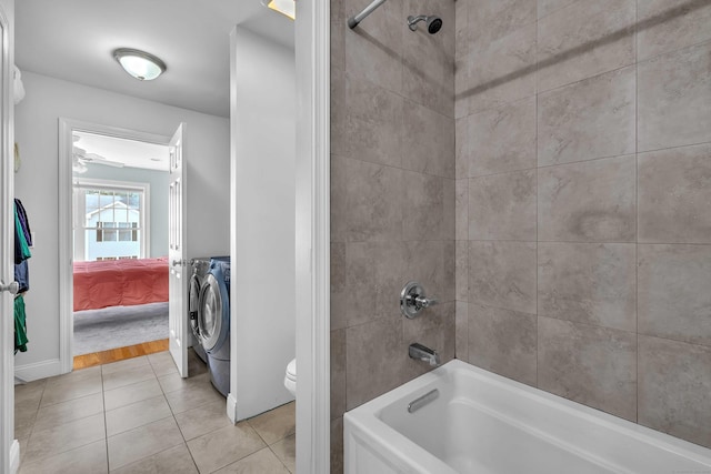 41 Palmer St Unit 20, Norwich, CT 06360 - full bath featuring ensuite bath, washer and dryer, tile patterned flooring, and bathtub / shower combination