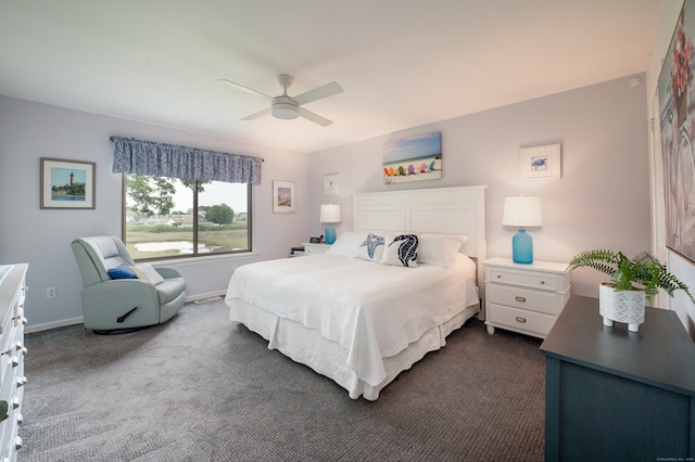143 Sandy Point Rd Unit 143, Old Saybrook, CT 06475 - bedroom with dark colored carpet and a ceiling fan