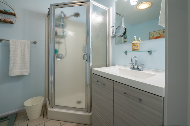 143 Sandy Point Rd Unit 143, Old Saybrook, CT 06475 - full bathroom featuring tile patterned floors, a shower stall, and vanity