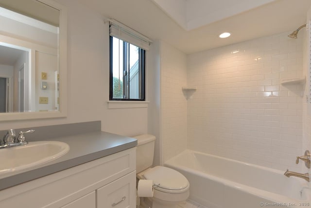 648 Heritage Vlg Unit A, Southbury, CT 06488 - full bathroom with vanity, shower / bathtub combination, and recessed lighting