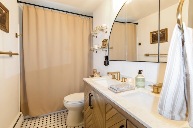 59 Flint Ridge Rd, Monroe, CT 06468 - full bath featuring baseboard heating and double vanity