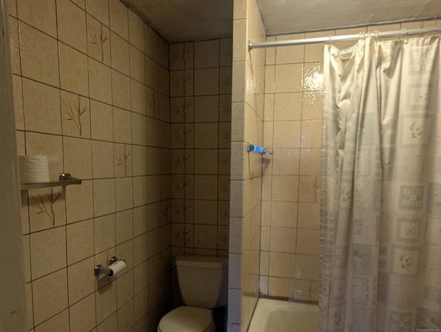 10 Staples St, Danbury, CT 06810 - full bathroom with shower / bath combo with shower curtain and tile walls