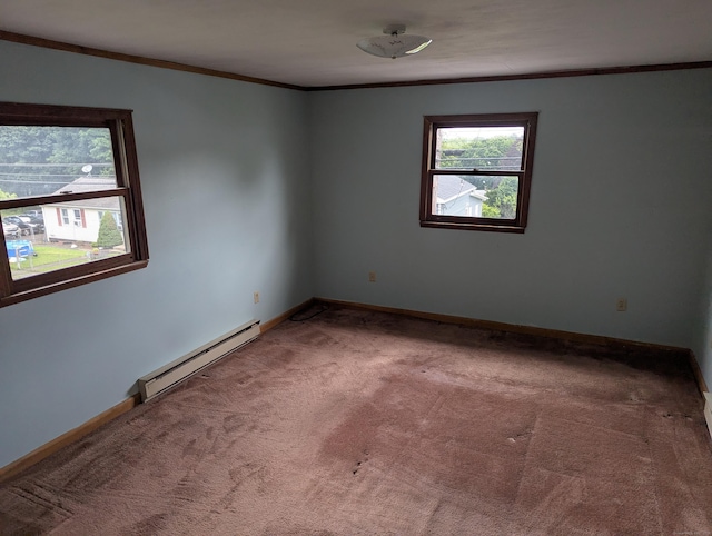 10 Staples St, Danbury, CT 06810 - carpeted spare room featuring a baseboard heating unit and ornamental molding