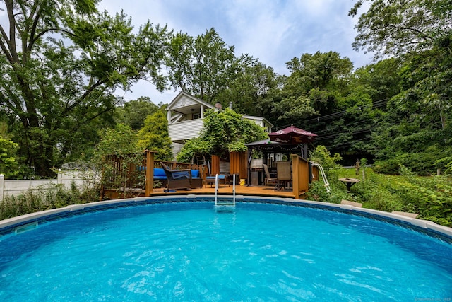 610 S Elm St, Wallingford, CT 06492 - view of swimming pool featuring a gazebo and a deck