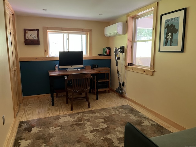 23 Little Bunggee Hill Rd, Woodstock, CT 06282 - office with a wall mounted AC and wood finished floors