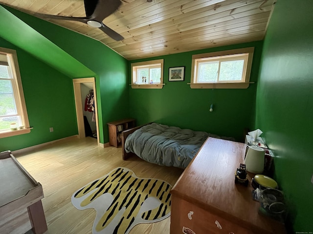 23 Little Bunggee Hill Rd, Woodstock, CT 06282 - bedroom featuring wooden ceiling, lofted ceiling, wood finished floors, and ceiling fan