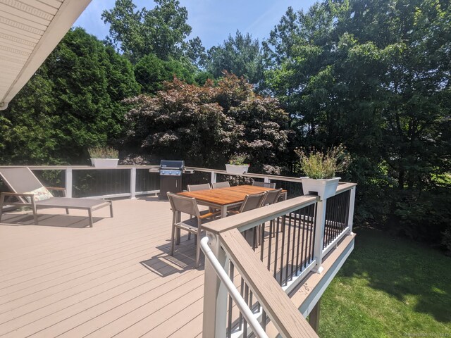 111 Nicole Dr, Milford, CT 06460 - wooden terrace with outdoor dining space