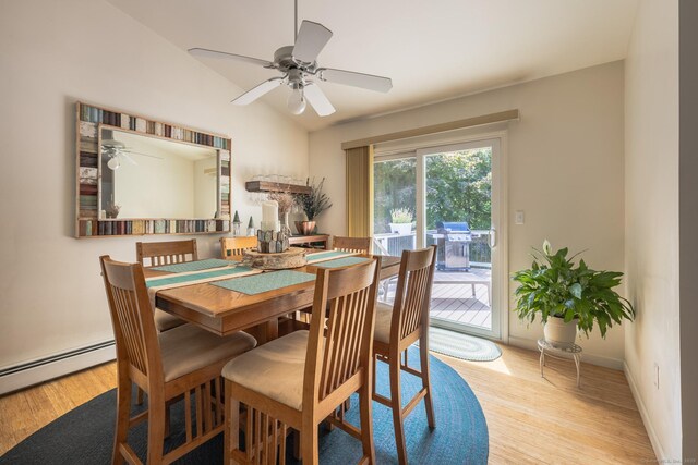 111 Nicole Dr, Milford, CT 06460 - dining area featuring wood finished floors, ceiling fan, and baseboard heating