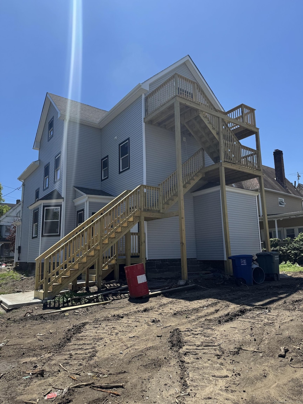 144 Cottage St, Bridgeport, CT 06605 - rear view of property with stairs