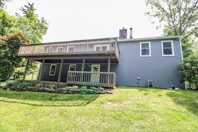 6 Big Buck Ln, Brookfield, CT 06804 - back of house featuring a chimney and a yard