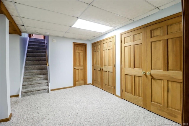 6 Big Buck Ln, Brookfield, CT 06804 - finished below grade area featuring a drop ceiling, stairs, and carpet