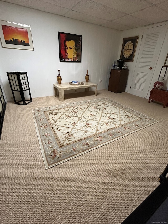 210 Jamestown Rd Unit 210, Stratford, CT 06614 - living area featuring carpet floors and a drop ceiling