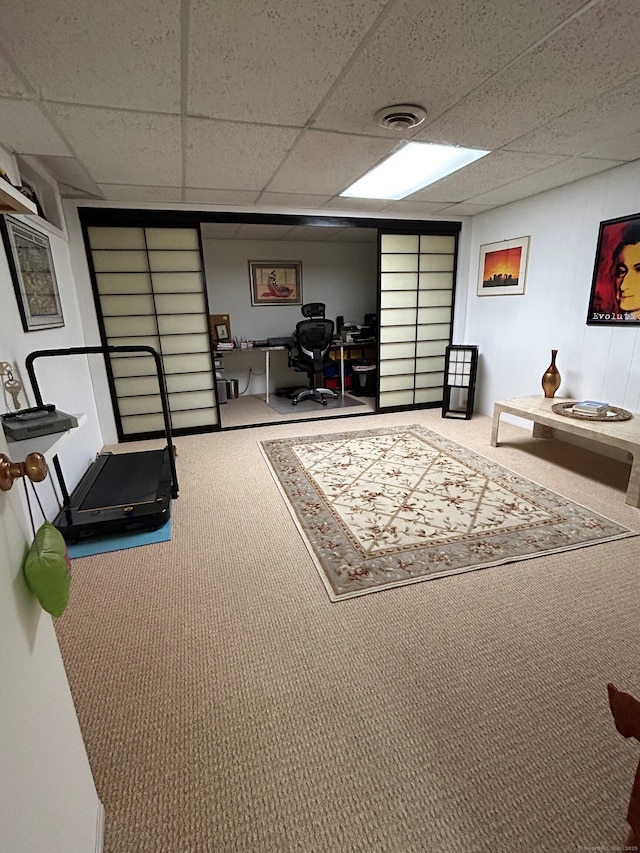 210 Jamestown Rd Unit 210, Stratford, CT 06614 - living area with carpet, a paneled ceiling, and an office area