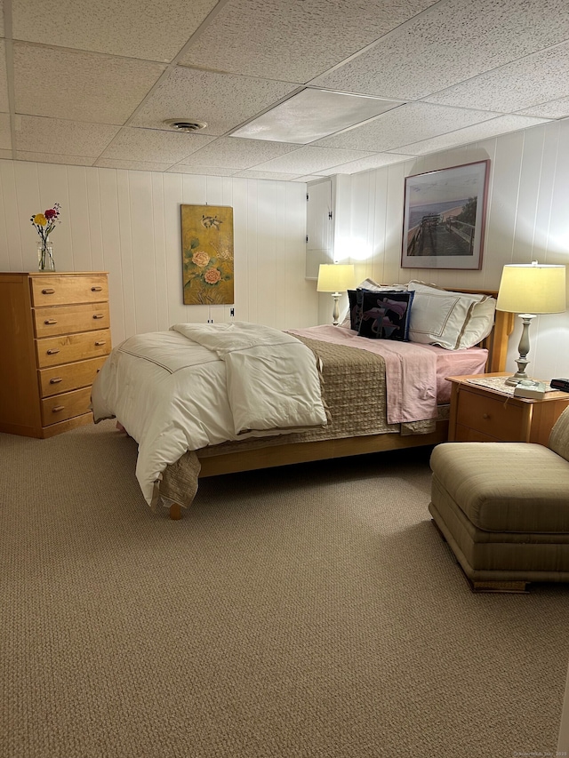 210 Jamestown Rd Unit 210, Stratford, CT 06614 - bedroom with carpet, a drop ceiling, and a decorative wall