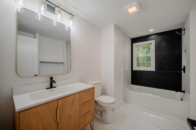 51 Brentley Dr, Shelton, CT 06484 - bathroom with vanity, marble finish flooring, and shower / bath combination