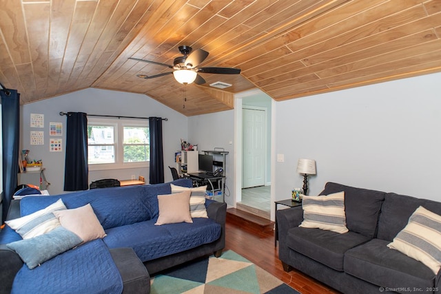 24 Dogwood Ln, Shelton, CT 06484 - living room with wooden ceiling, wood finished floors, lofted ceiling, and ceiling fan