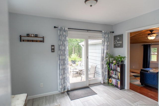 24 Dogwood Ln, Shelton, CT 06484 - doorway to outside with wood ceiling and baseboards