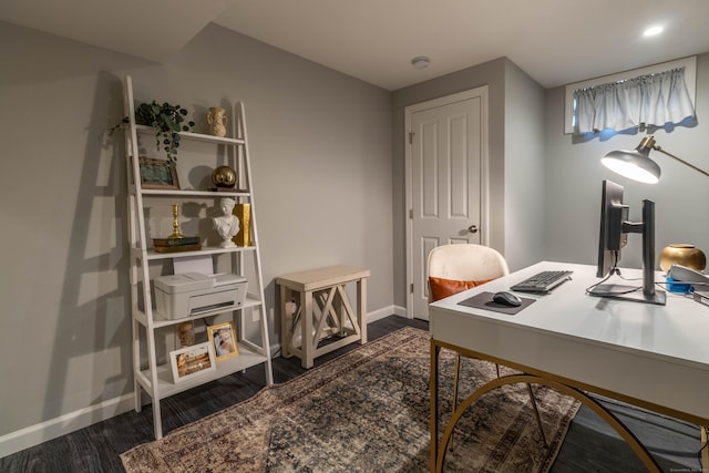 129 Clark Gates Rd, East Haddam, CT 06469 - home office with baseboards and dark wood-type flooring