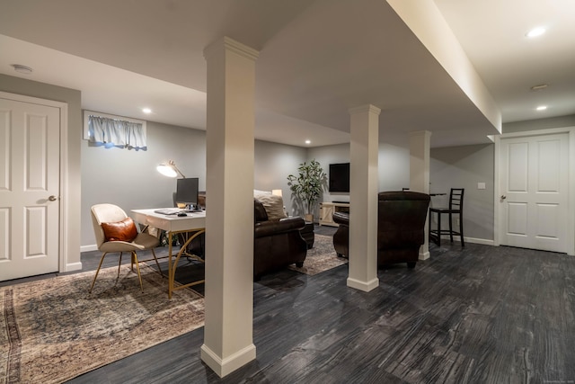 129 Clark Gates Rd, East Haddam, CT 06469 - finished basement with wood finished floors, recessed lighting, and an office area