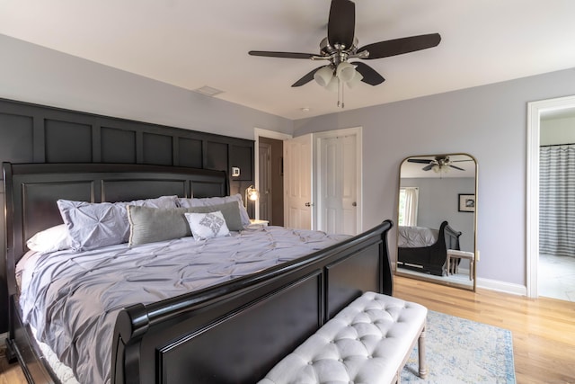 129 Clark Gates Rd, East Haddam, CT 06469 - bedroom with light wood-type flooring and ceiling fan