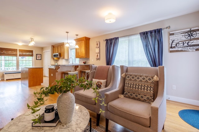129 Clark Gates Rd, East Haddam, CT 06469 - living room featuring light wood-type flooring and baseboards