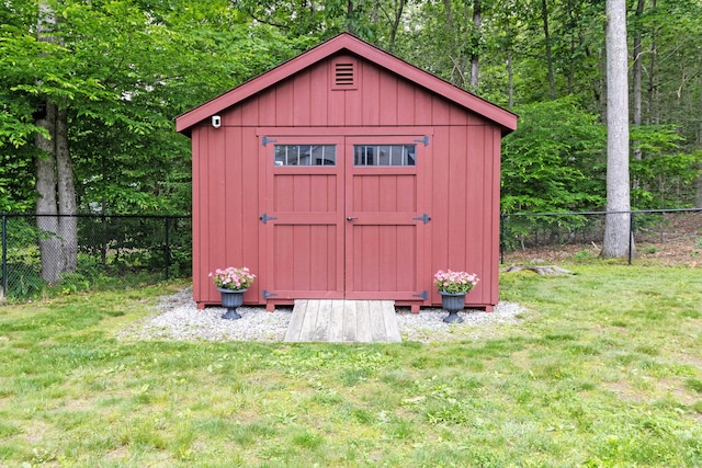 129 Clark Gates Rd, East Haddam, CT 06469 - view of shed featuring a fenced backyard